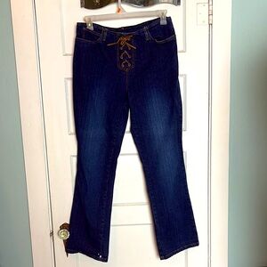 Bill Blass Jeans Women's Blue Jeans with Lace-Up Detail Size 10